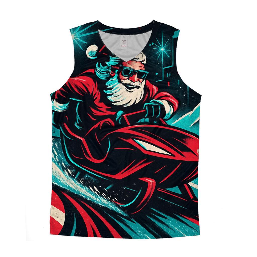 Neon Sleigh Drift Santa cotton sleeveless tops