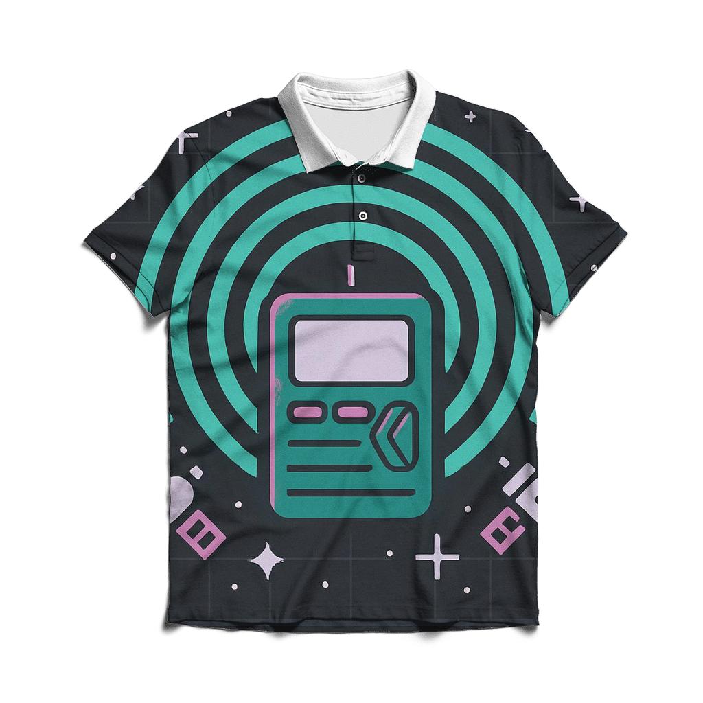 Cosmic Pager Signal Waves branded logo polo shirts