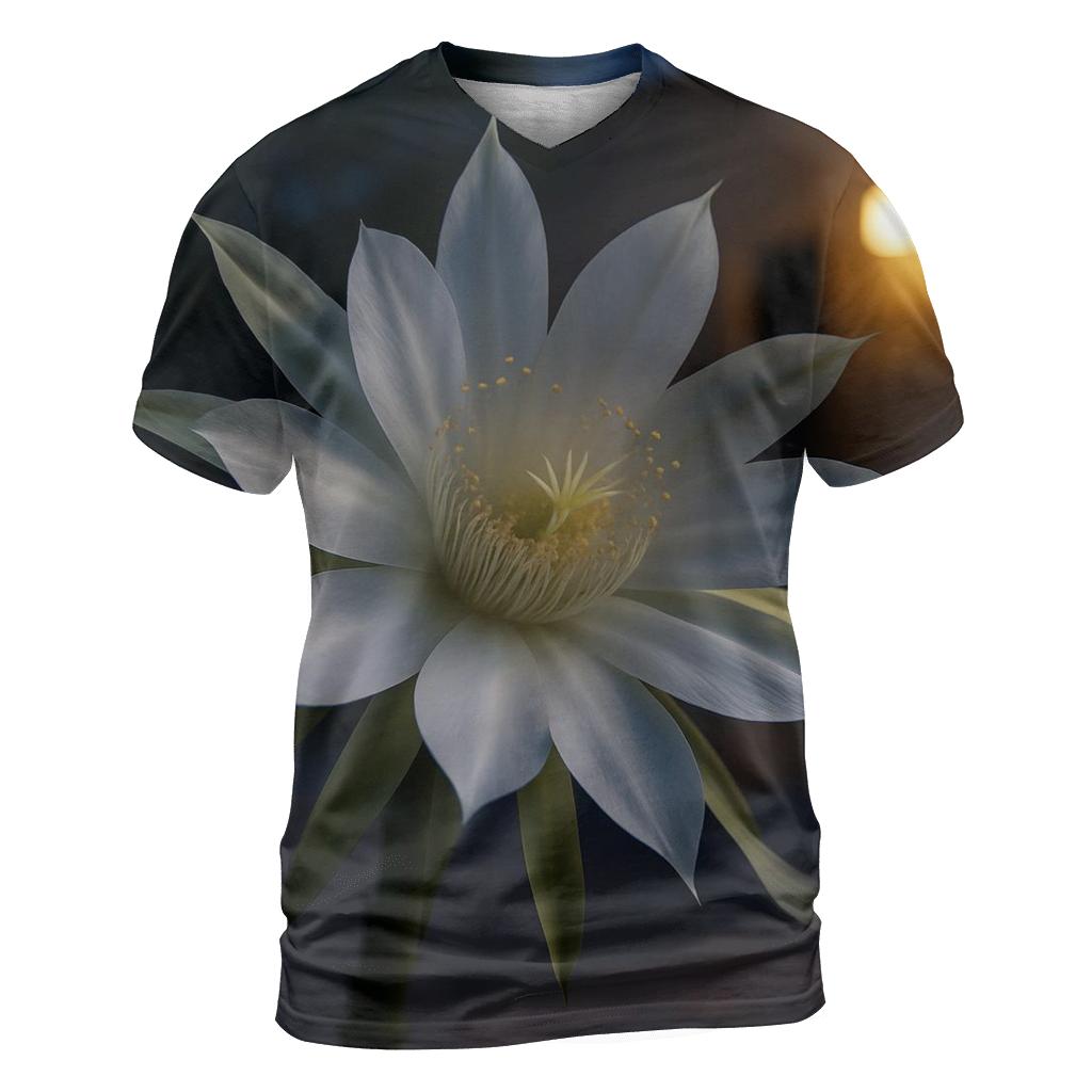 Night Blooming Cereus Pollination Study In Desert Courtyard trendy printed shirt styles