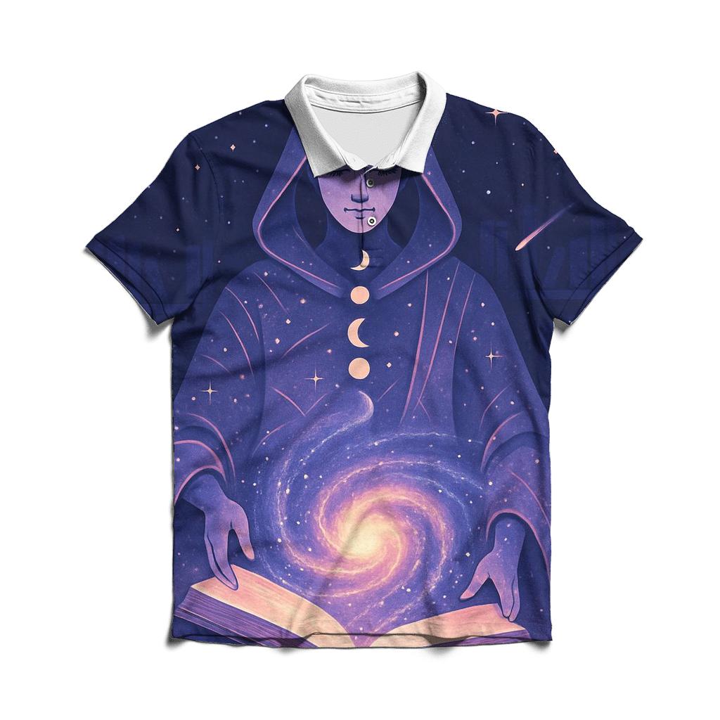 Library Of The Living Spiral Galaxy stylish collar polo tees