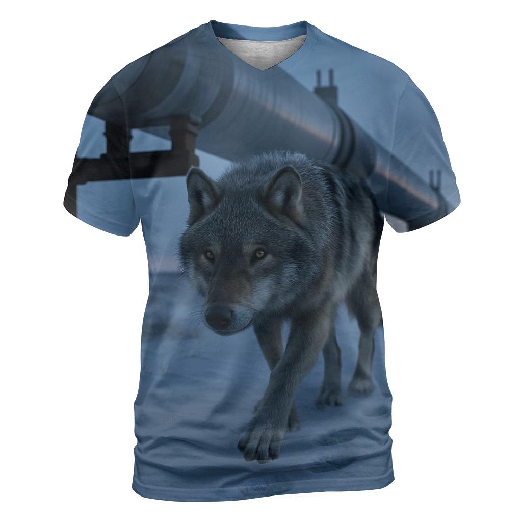 Wolf Under The Northern Pipeline Crossing unique graphic print tees