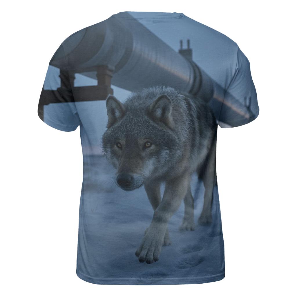 Wolf Under The Northern Pipeline Crossing unique graphic print tees