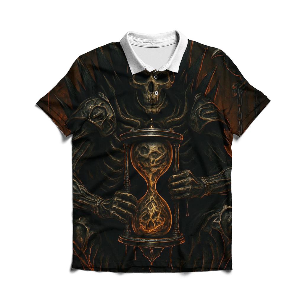 The Hourglass Forge Of The Bone Monarch premium cotton polo shirts