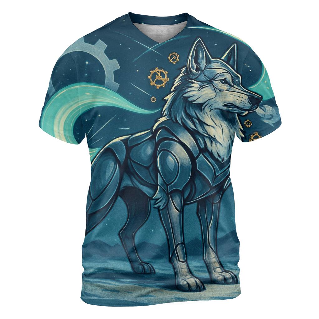 The Clockwork Aurora Wolf unique graphic print tees