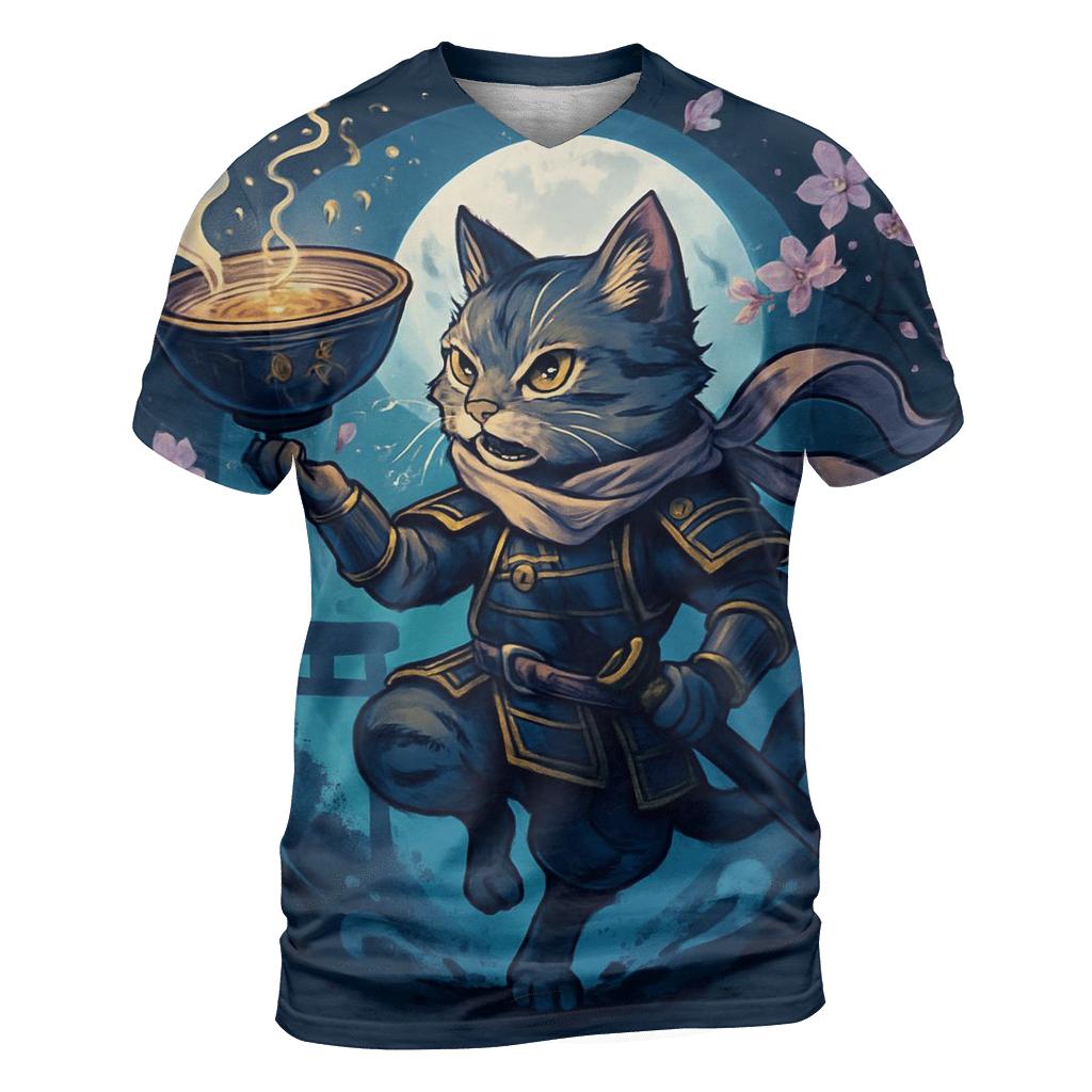Moonlit Ramen Ronin Cat artistic all-over print tops