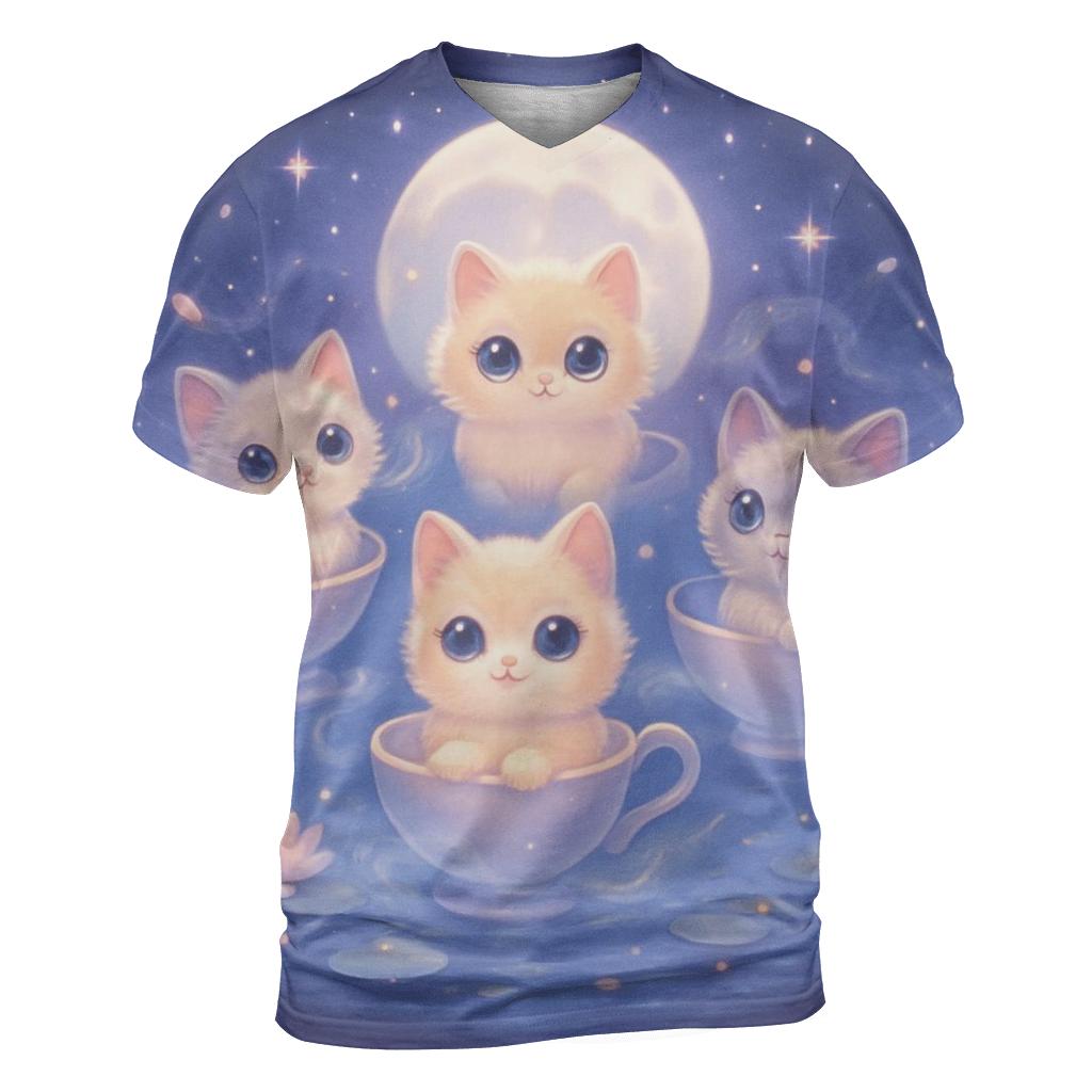 Moonlit Teacup Kitten Carousel statement graphic shirts
