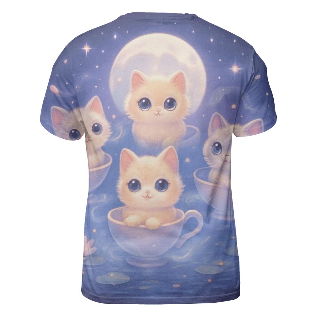 Moonlit Teacup Kitten Carousel statement graphic shirts