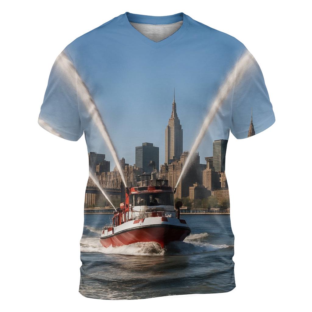 East River Fireboat Arcs Framing Midtown custom all-over print shirts