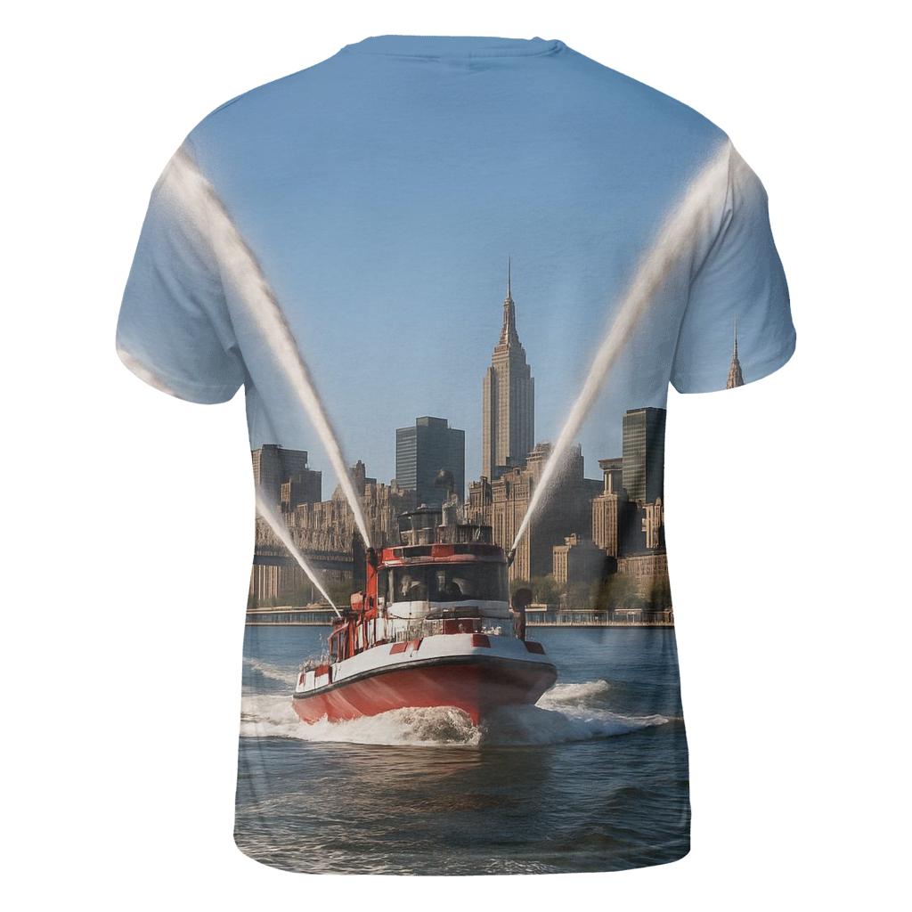 East River Fireboat Arcs Framing Midtown custom all-over print shirts