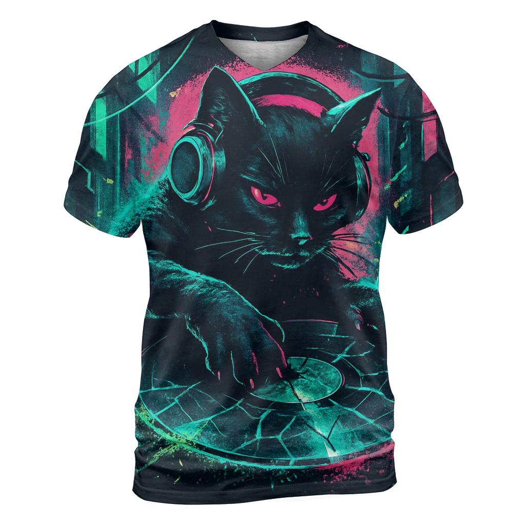 Neon Glasswave Alley Cat DJ custom all-over print shirts