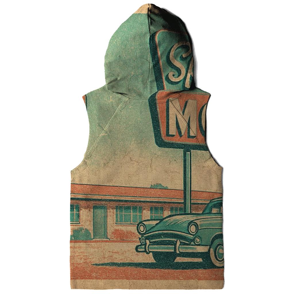 Weathered Space Age Motel Postcard zip-up hoodies