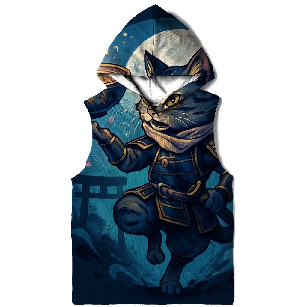 Moonlit Ramen Ronin Cat graphic hoodies
