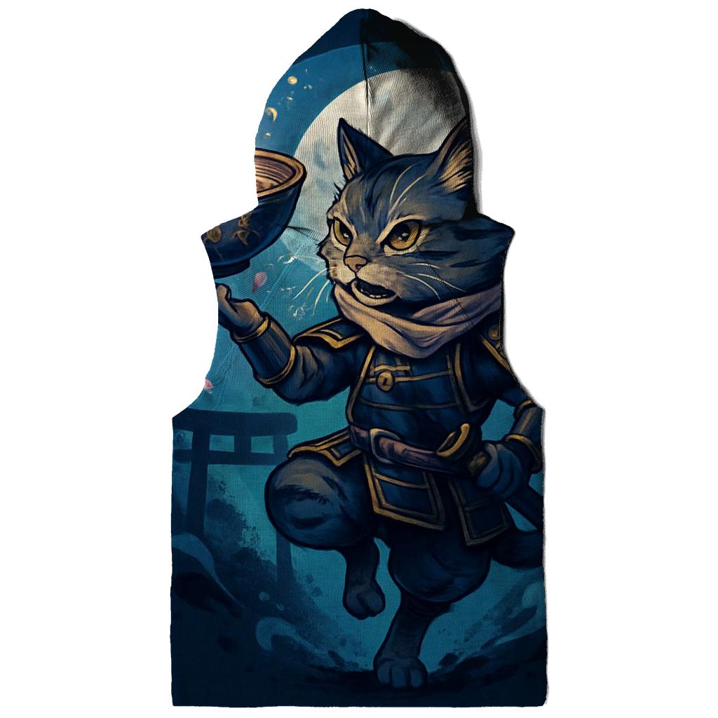 Moonlit Ramen Ronin Cat graphic hoodies