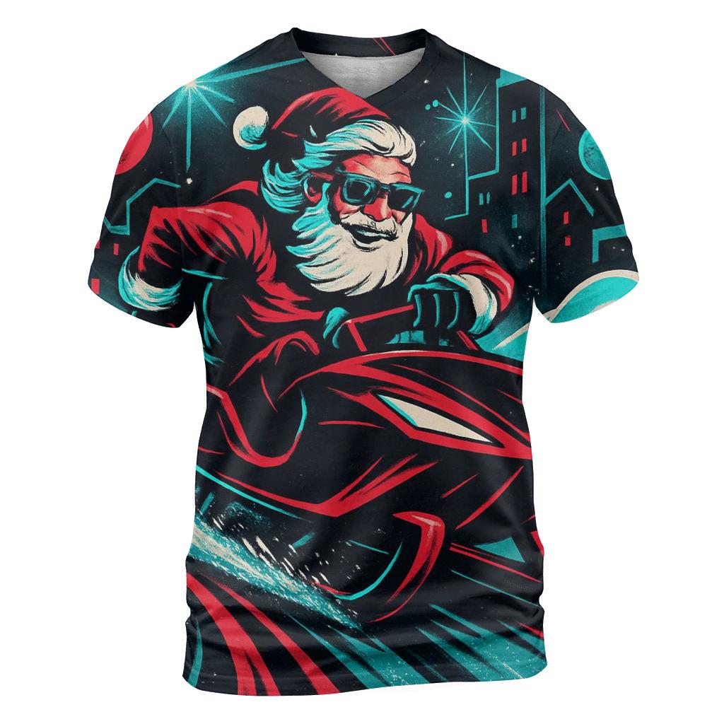 Neon Sleigh Drift Santa designer pattern shirts