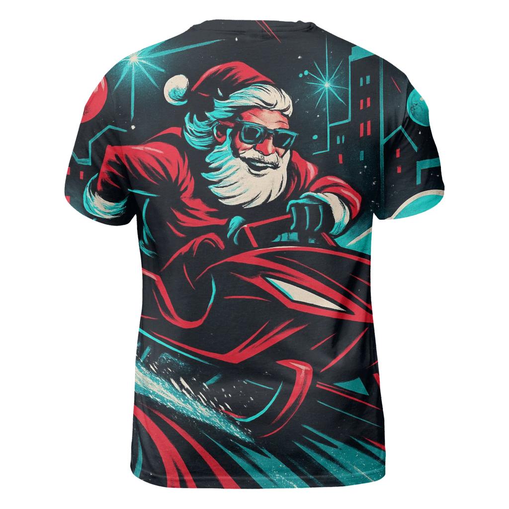 Neon Sleigh Drift Santa designer pattern shirts