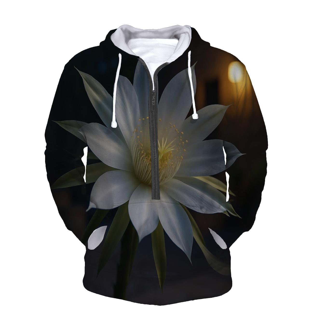 Night Blooming Cereus Pollination Study In Desert Courtyard pullover hoodies