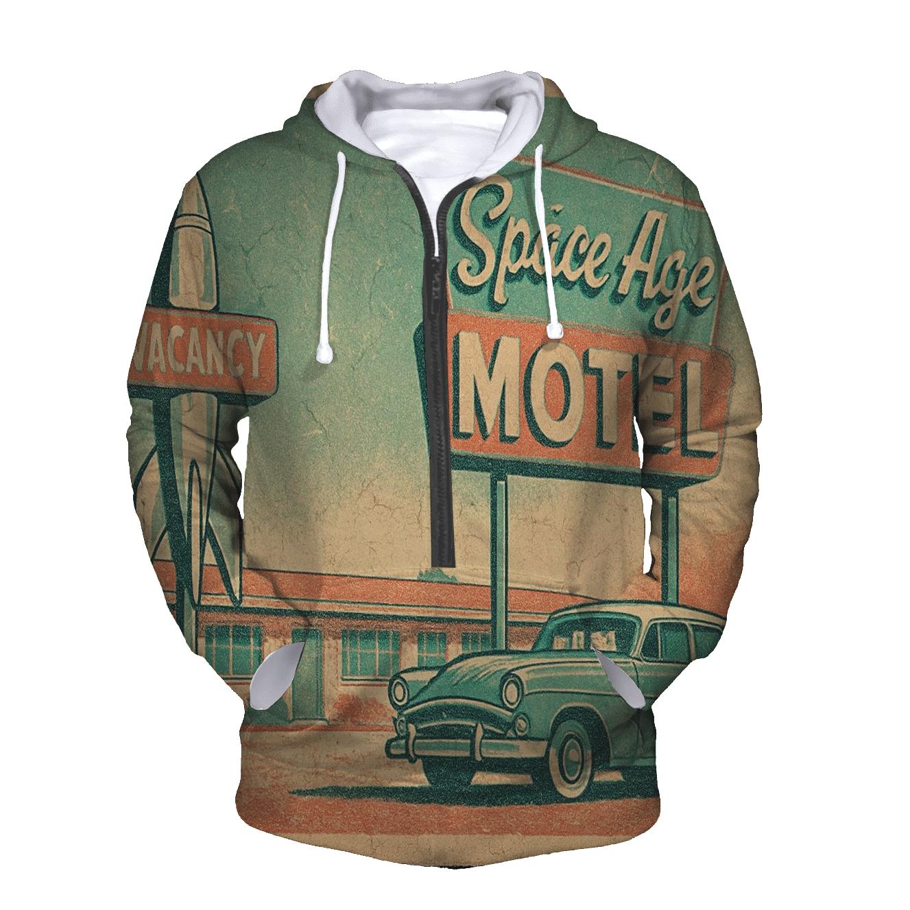 Weathered Space Age Motel Postcard hoodie designs