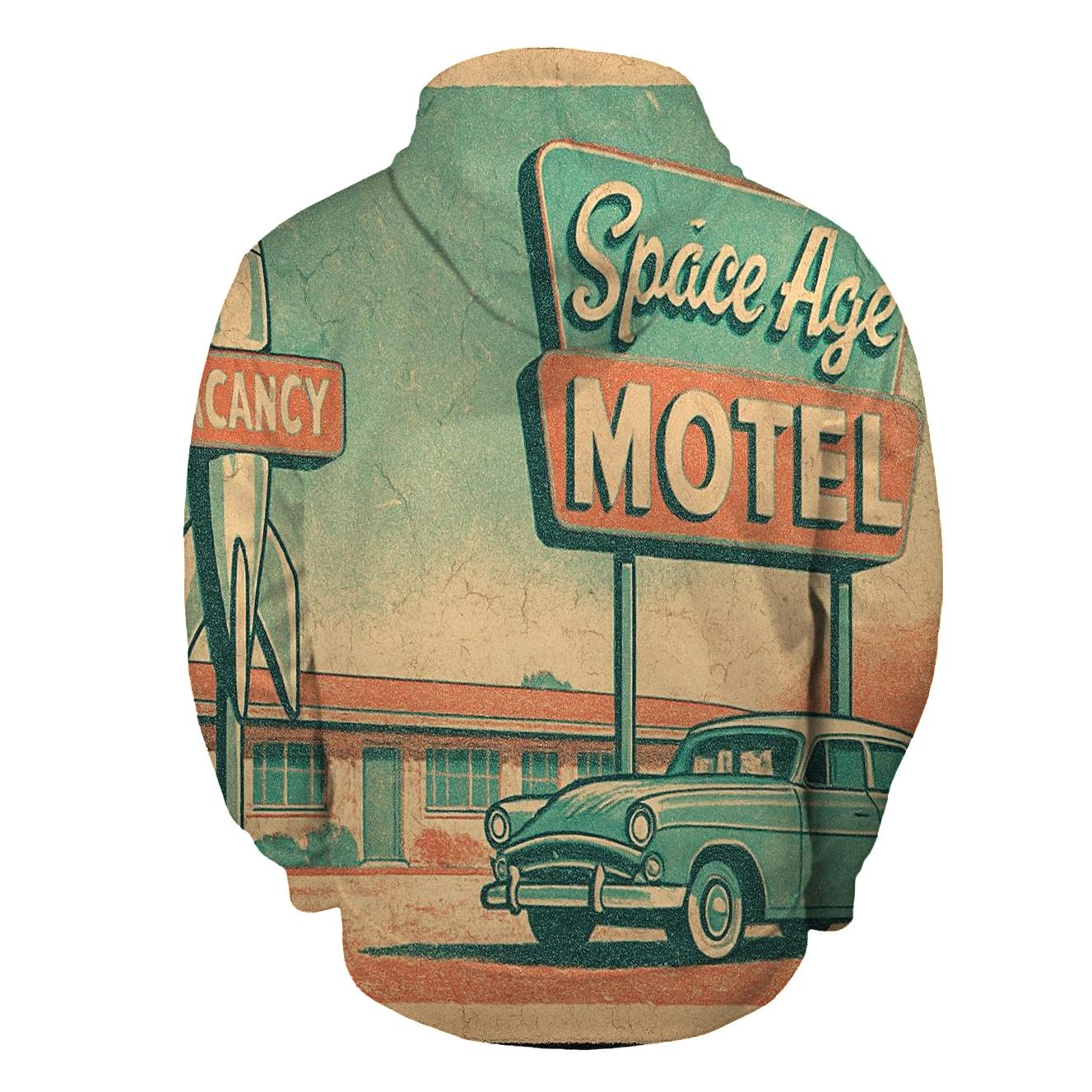 Weathered Space Age Motel Postcard hoodie designs