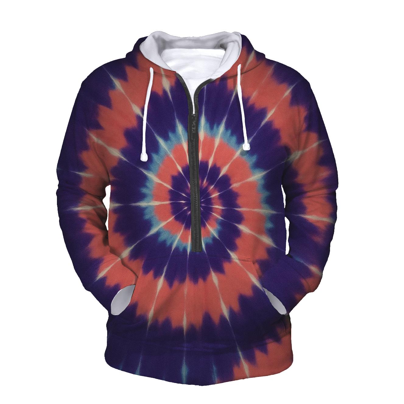 Nebula Spiral Over Dye Whirlpool printed hoodies