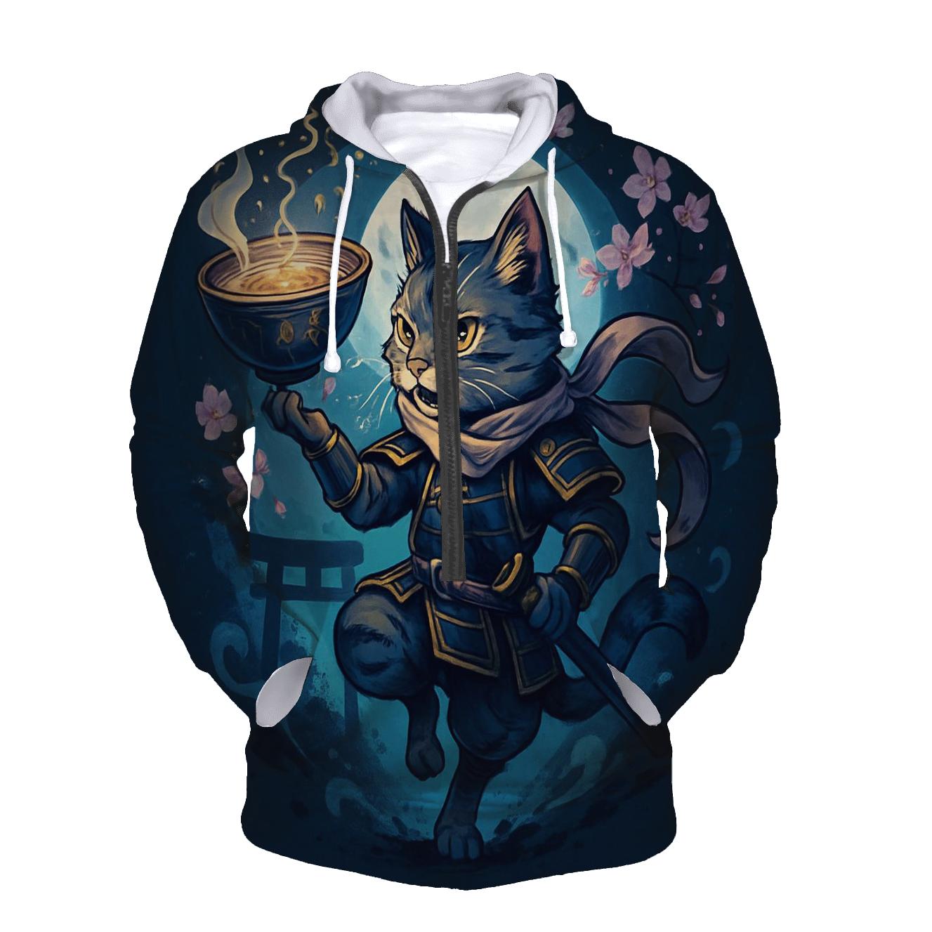 Moonlit Ramen Ronin Cat premium hoodies