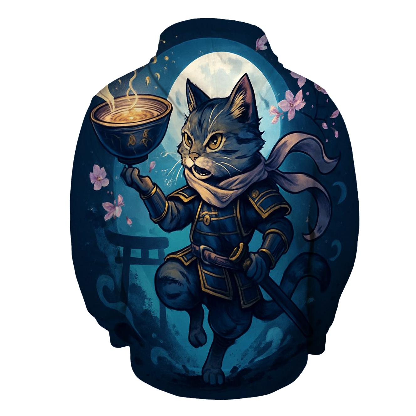 Moonlit Ramen Ronin Cat premium hoodies