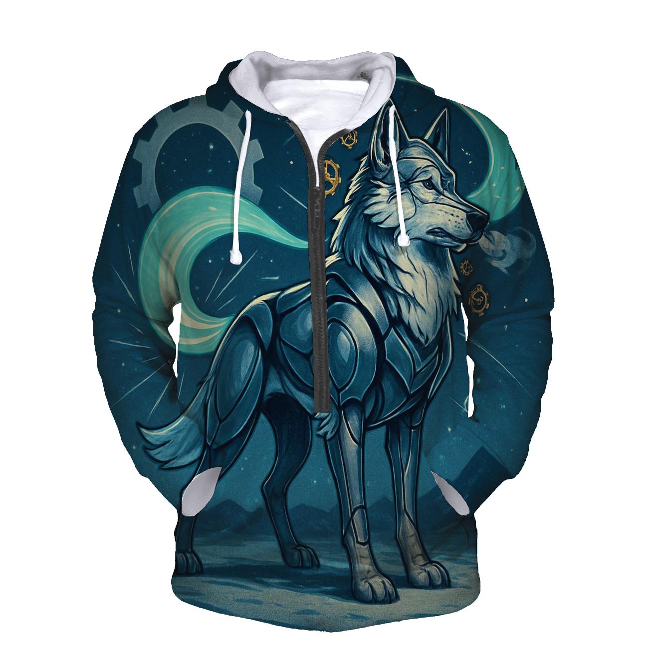 The Clockwork Aurora Wolf printed hoodies