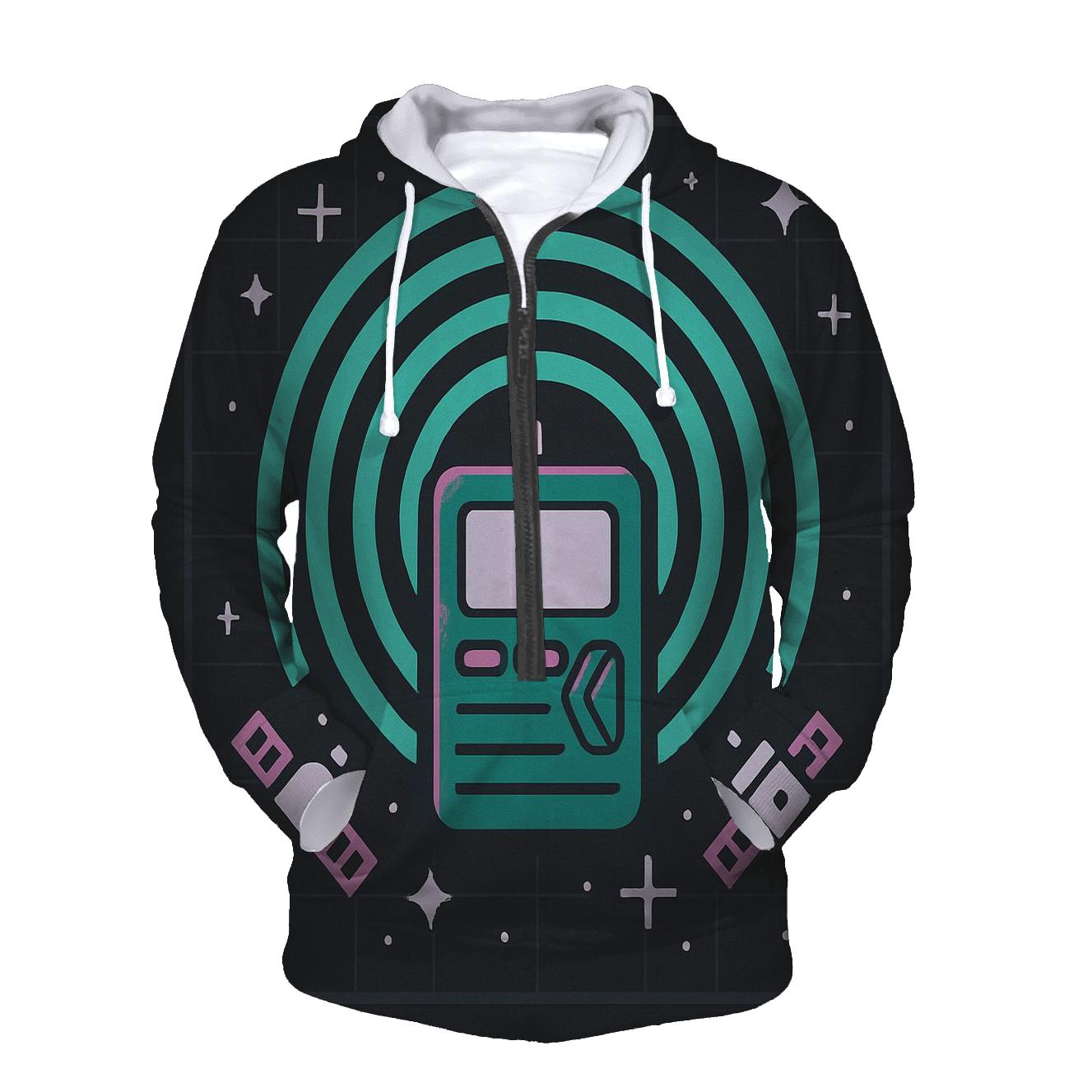 Cosmic Pager Signal Waves embroidered hoodies