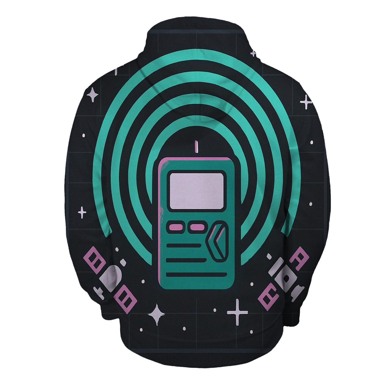 Cosmic Pager Signal Waves embroidered hoodies