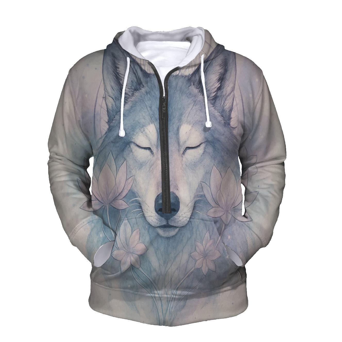 The Lotus Mirage Spirit Wolf zip-up hoodies