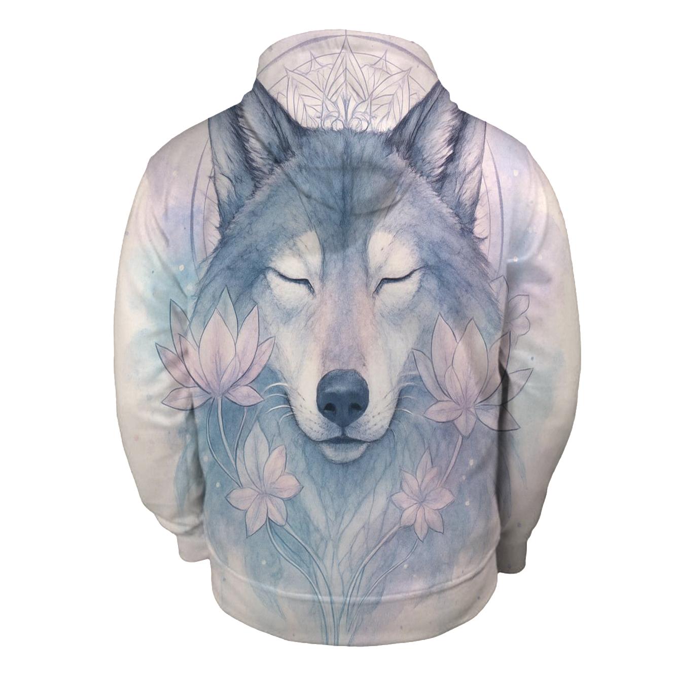 The Lotus Mirage Spirit Wolf zip-up hoodies