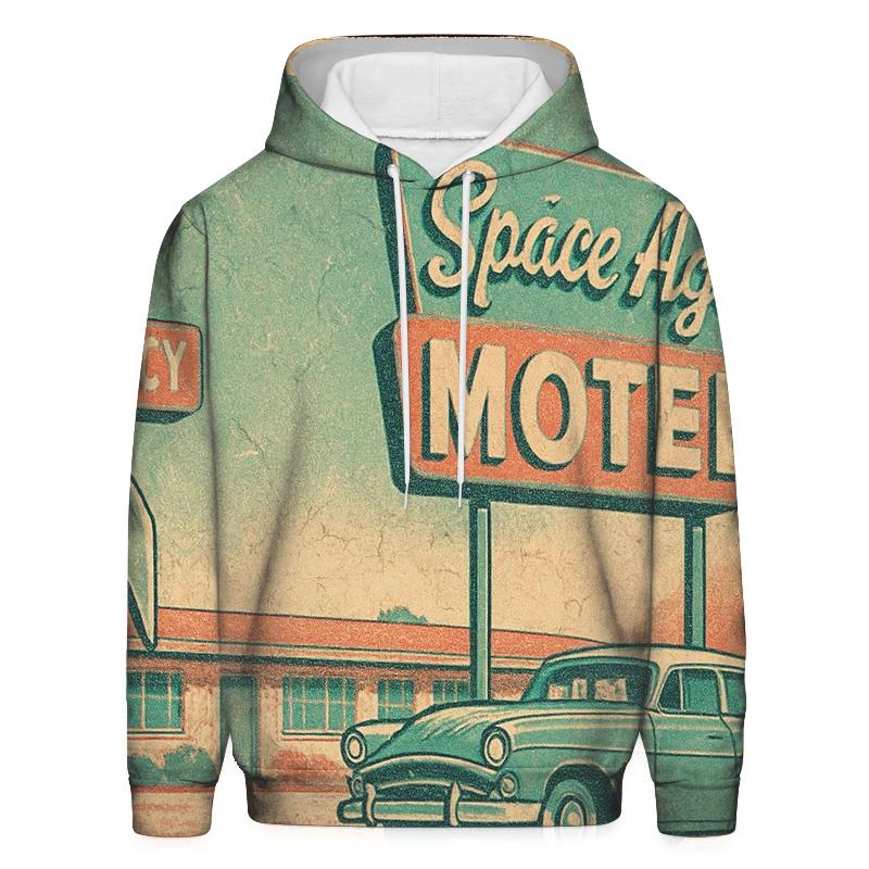 Weathered Space Age Motel Postcard custom hoodies