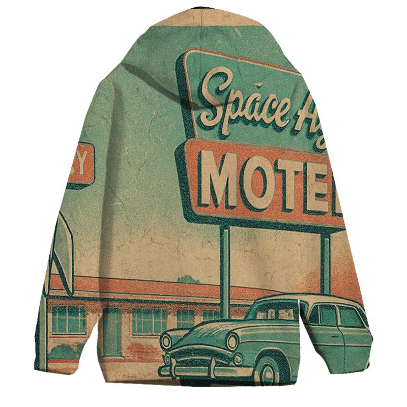 Weathered Space Age Motel Postcard custom hoodies
