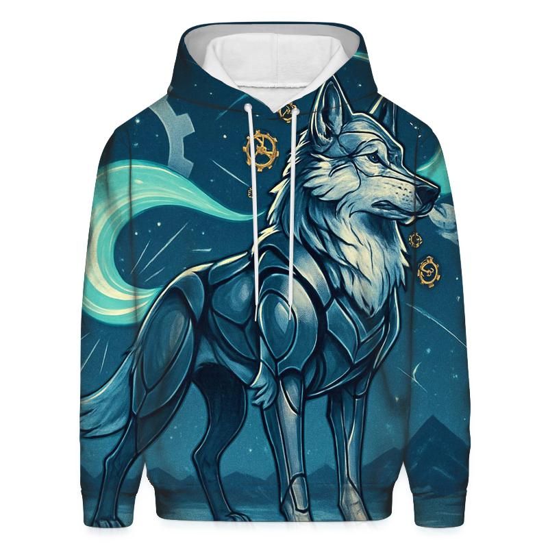 The Clockwork Aurora Wolf lightweight hoodies