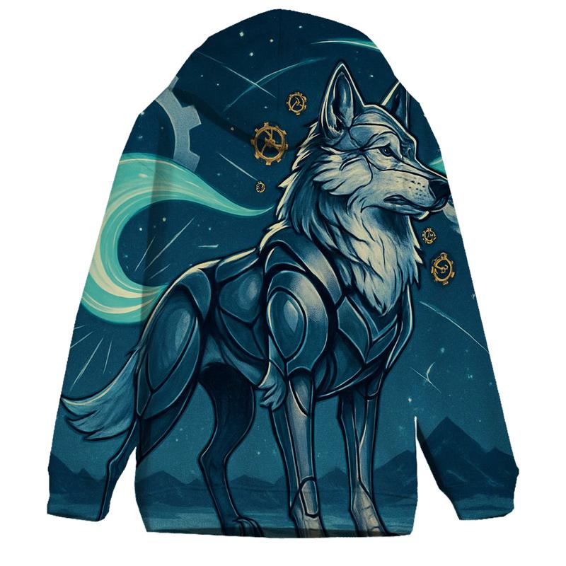 The Clockwork Aurora Wolf lightweight hoodies