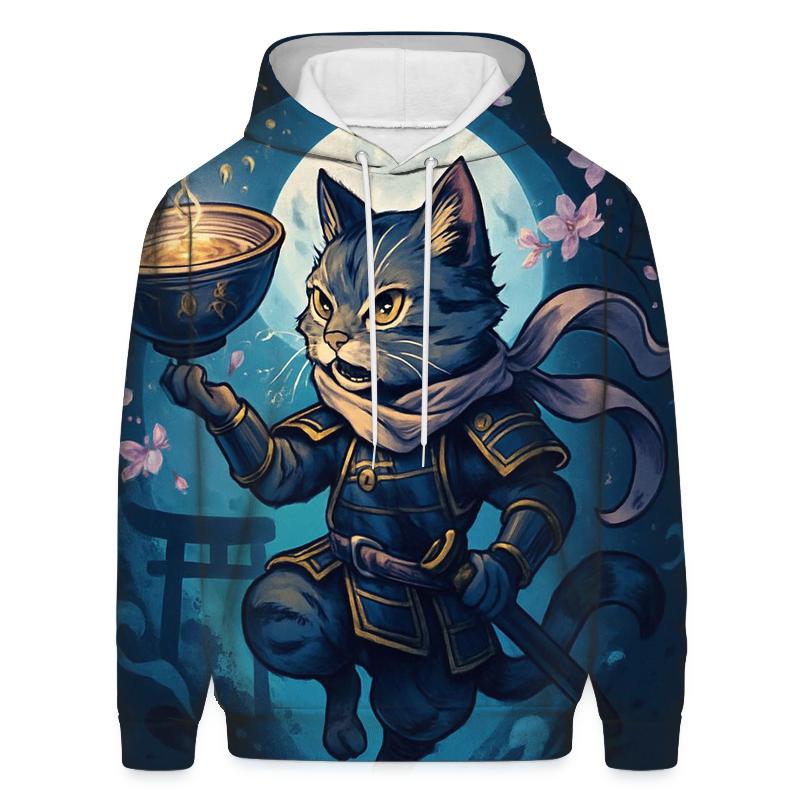 Moonlit Ramen Ronin Cat zip-up hoodies