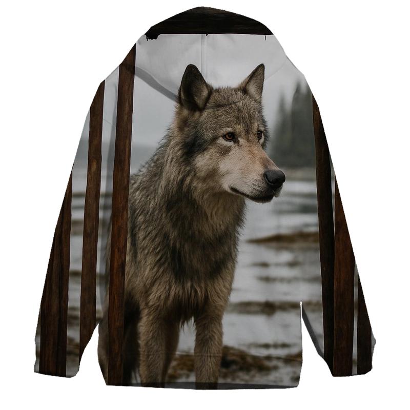 Coastal Wolf Listening In A Cedar Bark Weir hoodies fashion