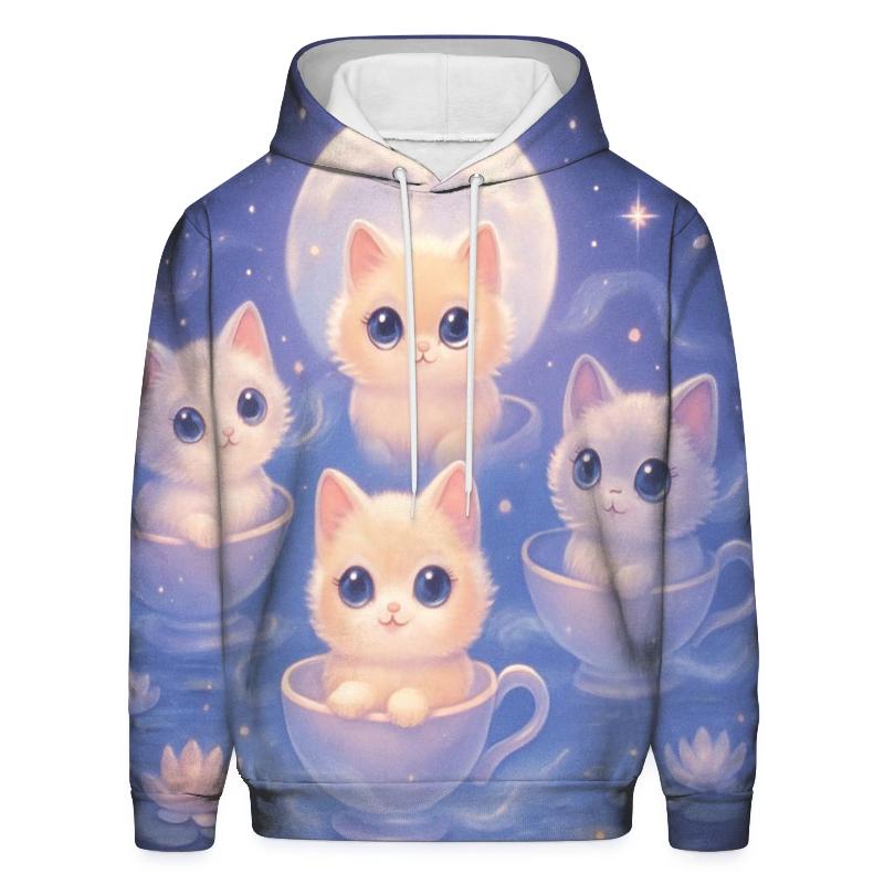 Moonlit Teacup Kitten Carousel graphic hoodies