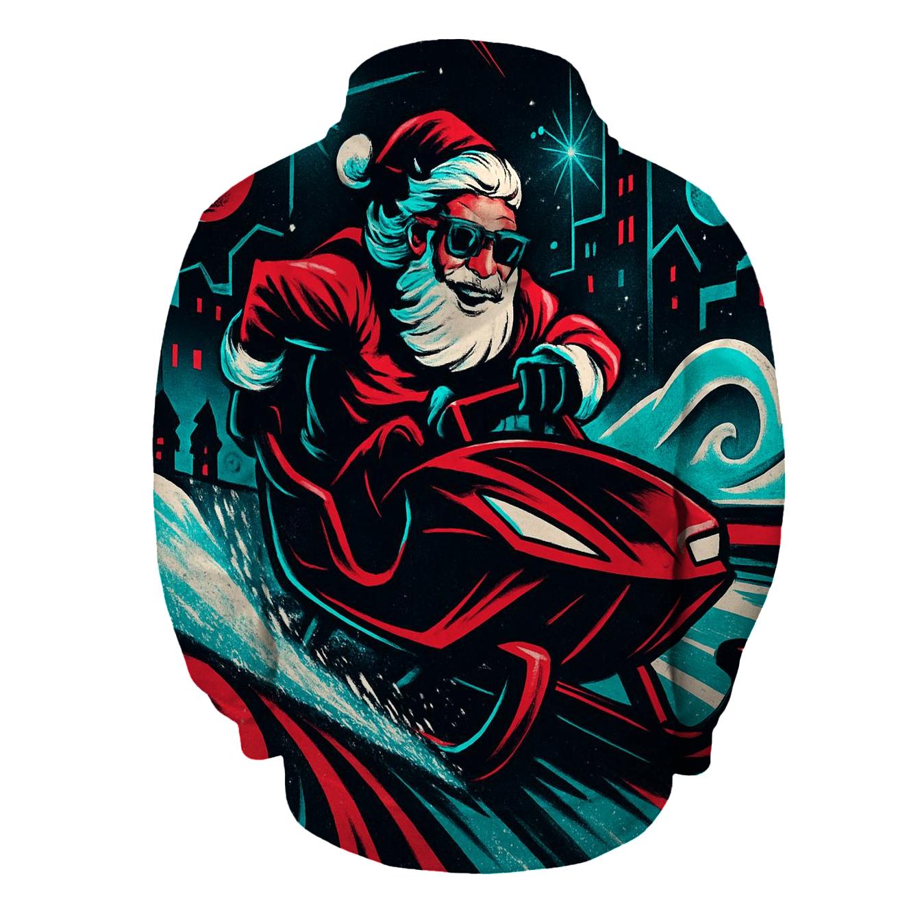 Neon Sleigh Drift Santa printed hoodies