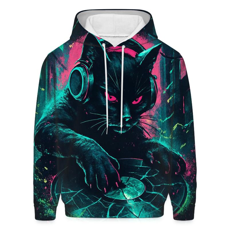 Neon Glasswave Alley Cat DJ hoodies fashion