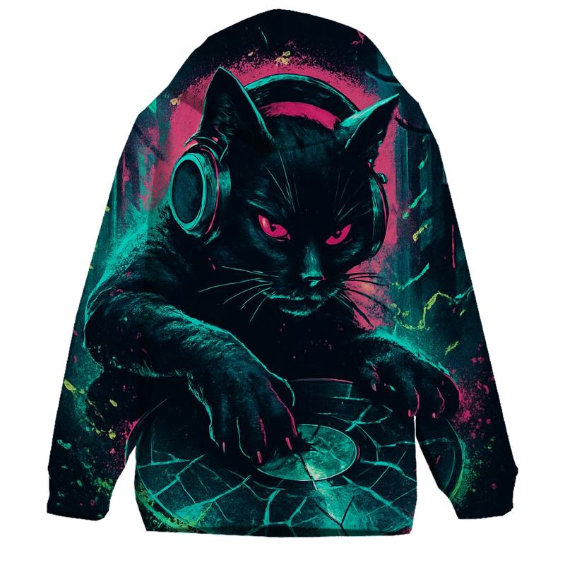 Neon Glasswave Alley Cat DJ hoodies fashion