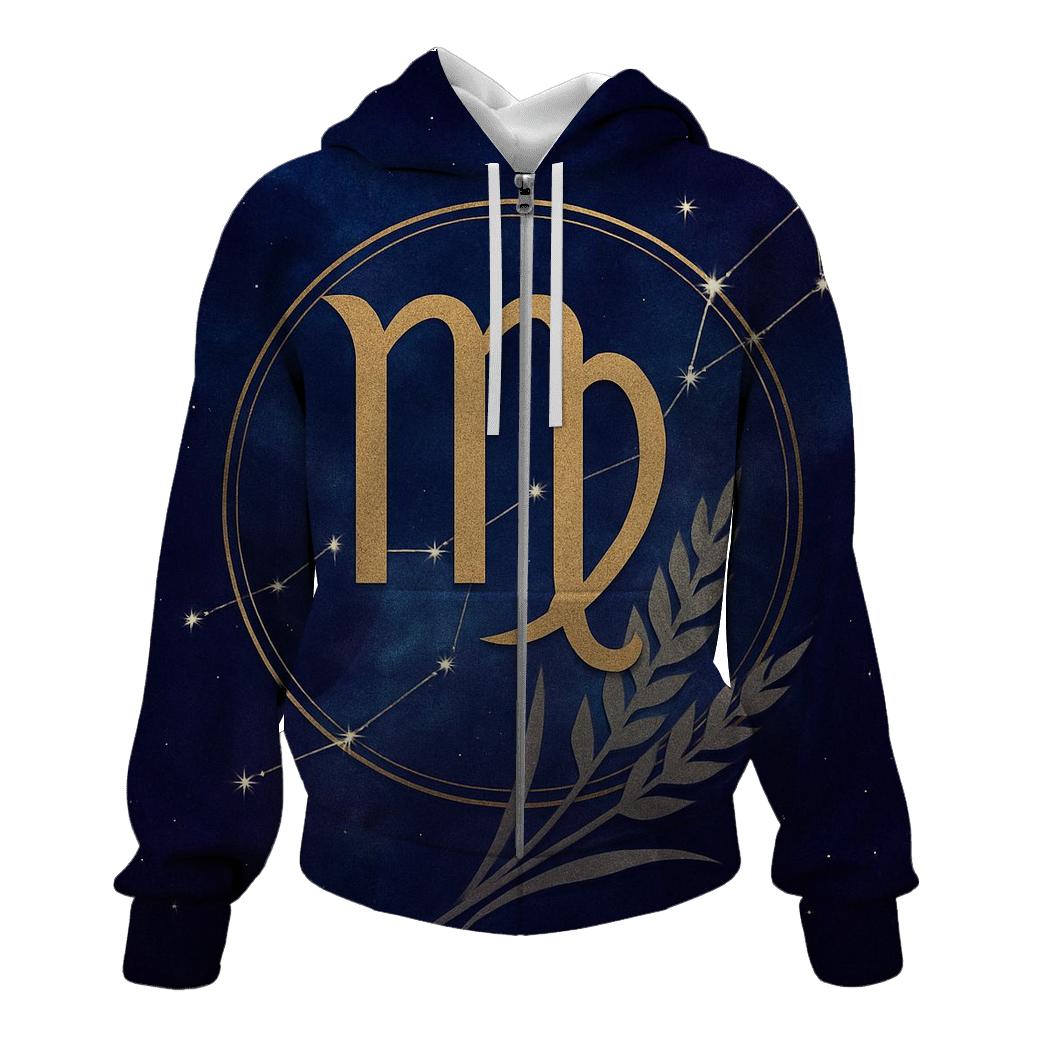 Virgo Sheaf Of Wheat Star Chart Emblem embroidered hoodies
