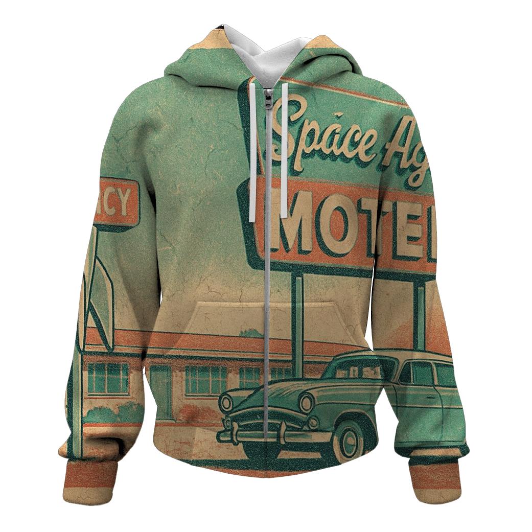 Weathered Space Age Motel Postcard custom hoodies