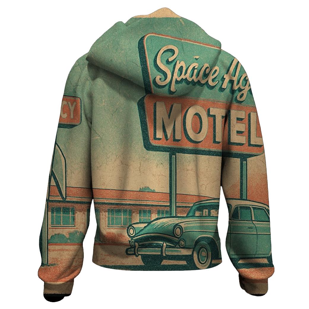 Weathered Space Age Motel Postcard custom hoodies