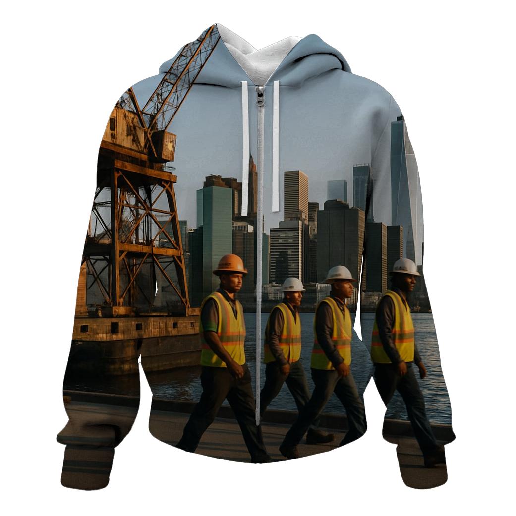 Brooklyn Navy Yard Dry Dock Skyline Shift Change embroidered hoodies
