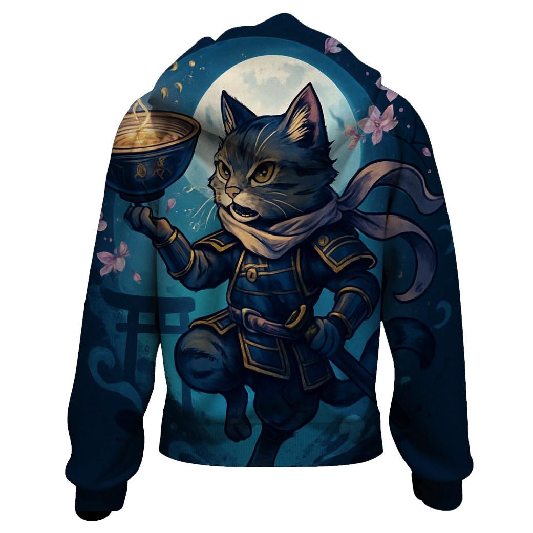 Moonlit Ramen Ronin Cat lightweight hoodies