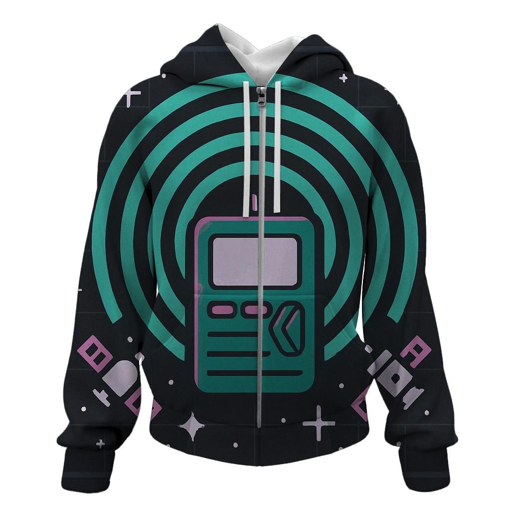 Cosmic Pager Signal Waves graphic hoodies