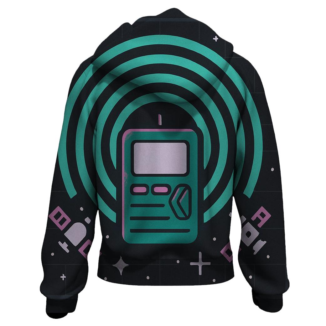 Cosmic Pager Signal Waves graphic hoodies