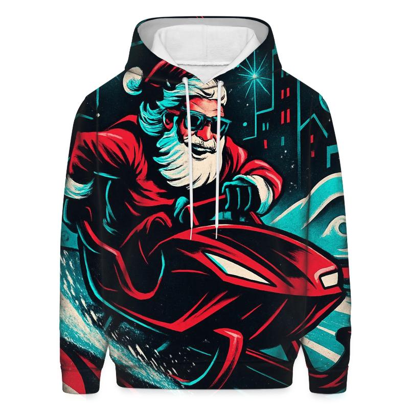 Neon Sleigh Drift Santa heavyweight hoodies
