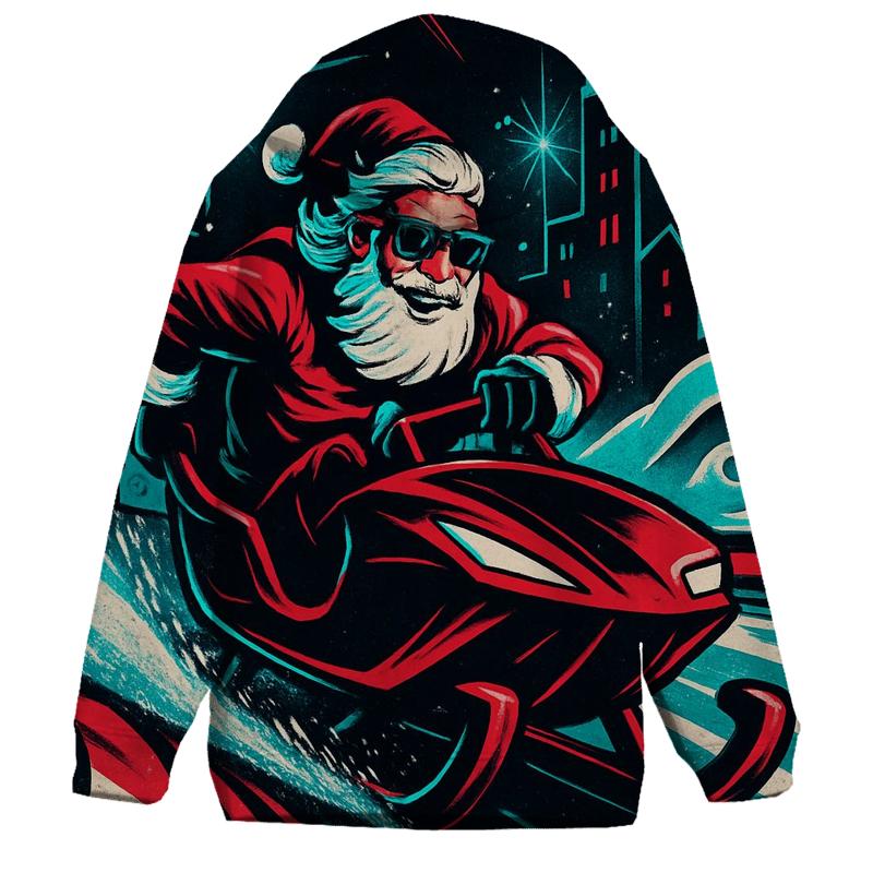 Neon Sleigh Drift Santa heavyweight hoodies
