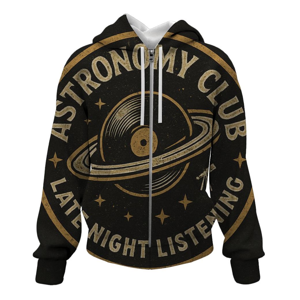 Distressed Vinyl Astronomy Club Badge embroidered hoodies